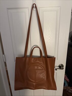 Telfar Brown Logo Leather Tote